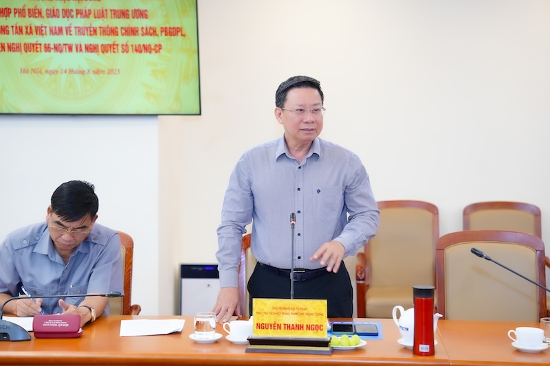 ​Thường trực Hội đồng Phối hợp phổ biến, giáo dục pháp luật làm việc với Thông tấn xã Việt Nam
